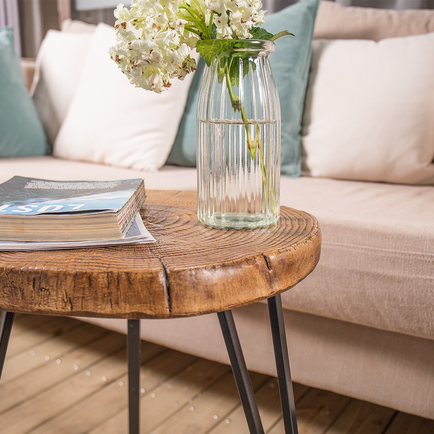 Oak slice deals coffee table