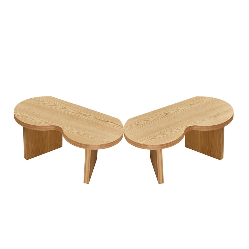 Accent Butterfly Coffee Table with Sturdy Legs, Wood Nesting Coffee Table, Modern Low Center Table for Living Room, Office