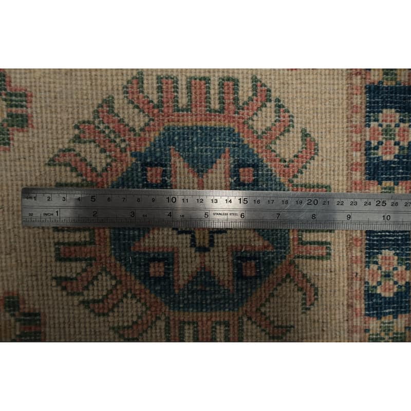 Hand Knotted Oriental 100% Wool Carpet Traditional Geometric Pink Kazak Area Rug - 11' 10'' X 9' 0''