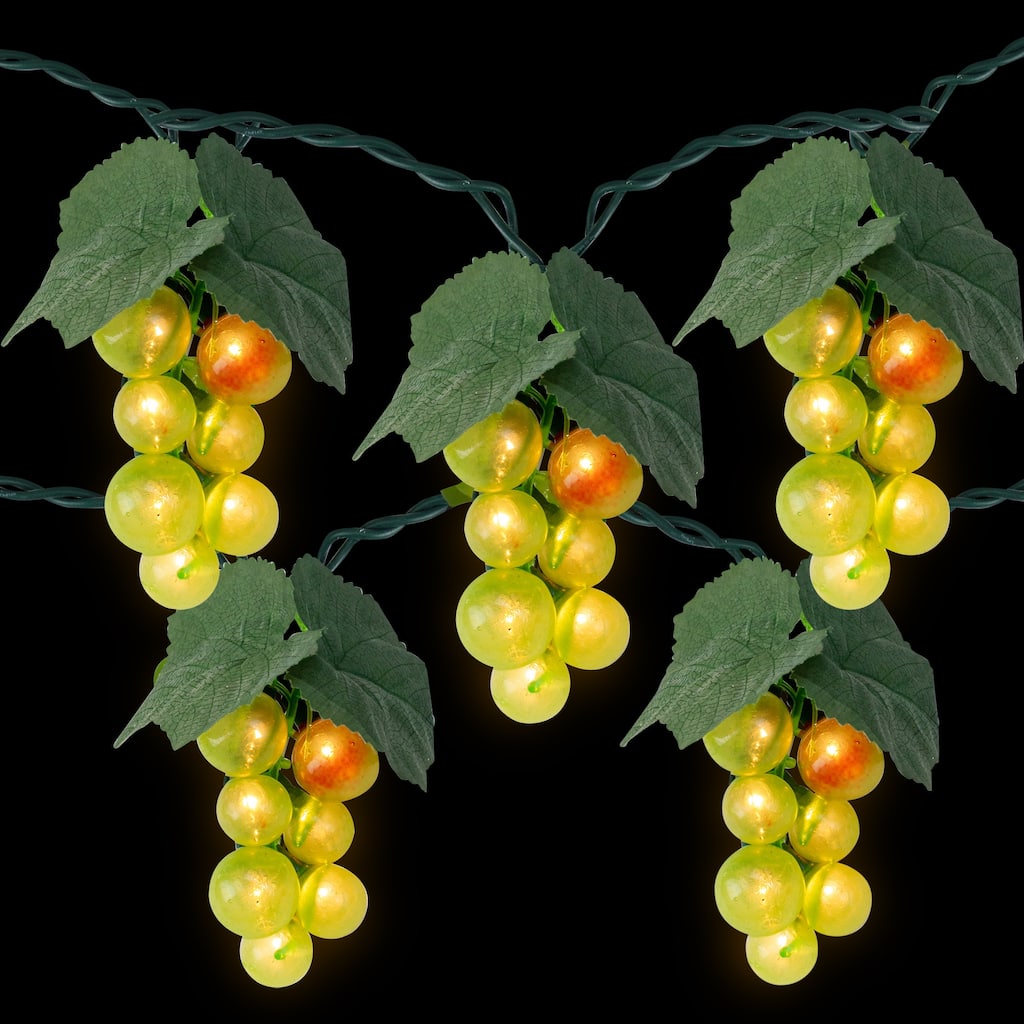 5ct Green Grape Cluster Outdoor Patio String Light Set, 6ft Green Wire