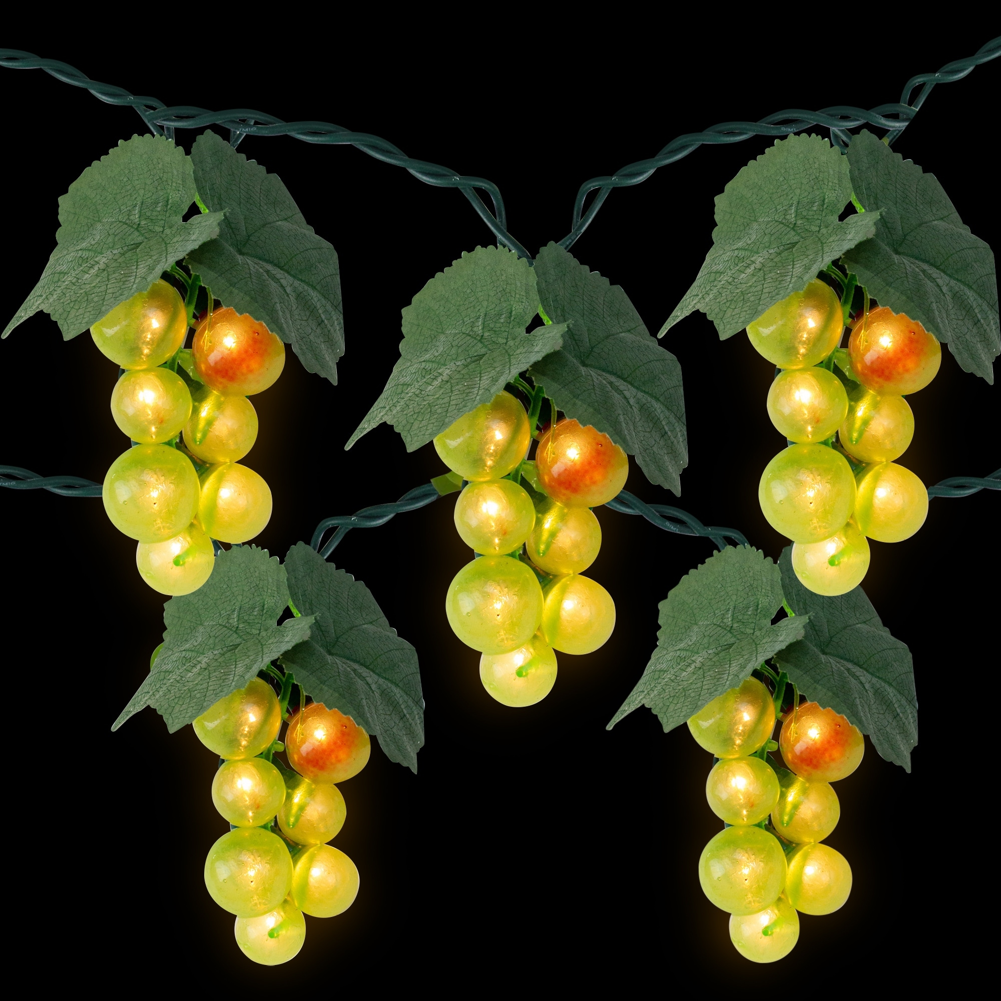 5ct Green Grape Cluster Outdoor Patio String Light Set, 6ft Green Wire