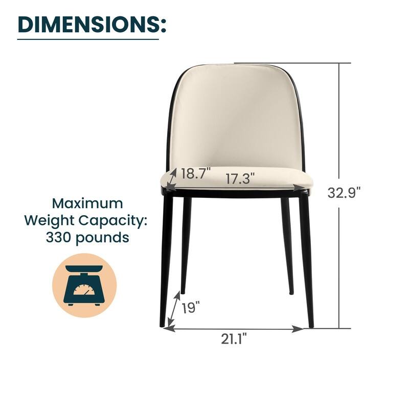 Dining Chair with Upholstered Seat Side Chair with MDF Wood Frame in Steel Set of 4