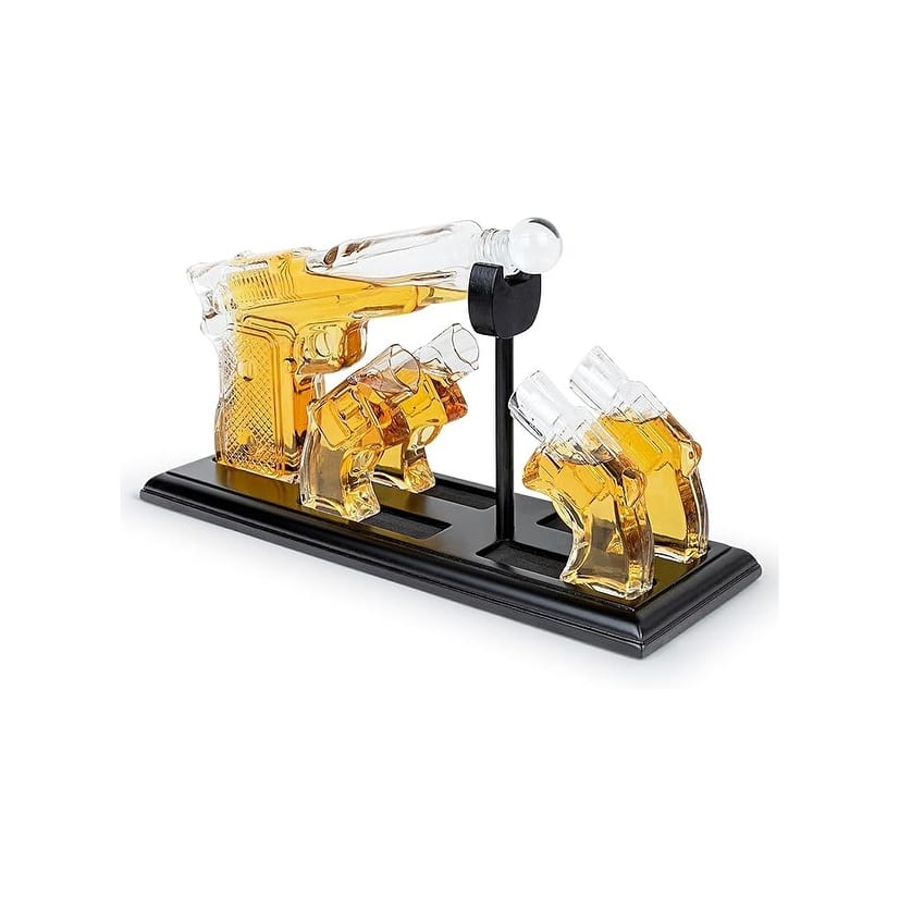 Bezrat Whiskey Gun Decanter & Glasses Set