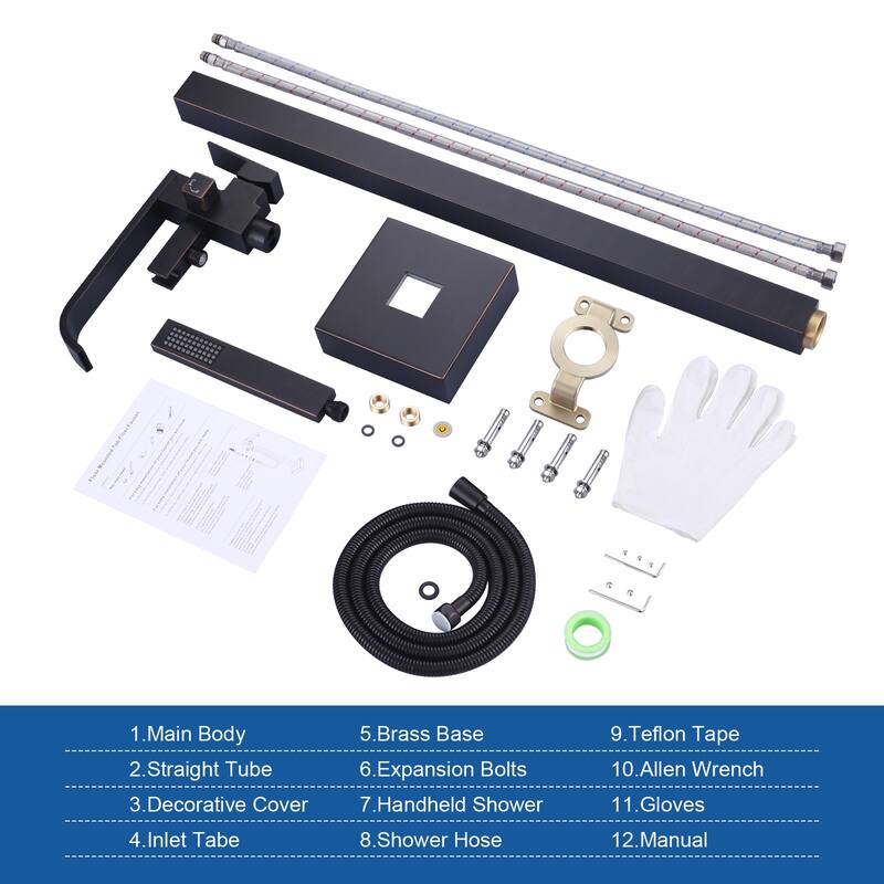 WOWOW Waterfall Single-Handle Freestanding Tub Faucet with Handshower