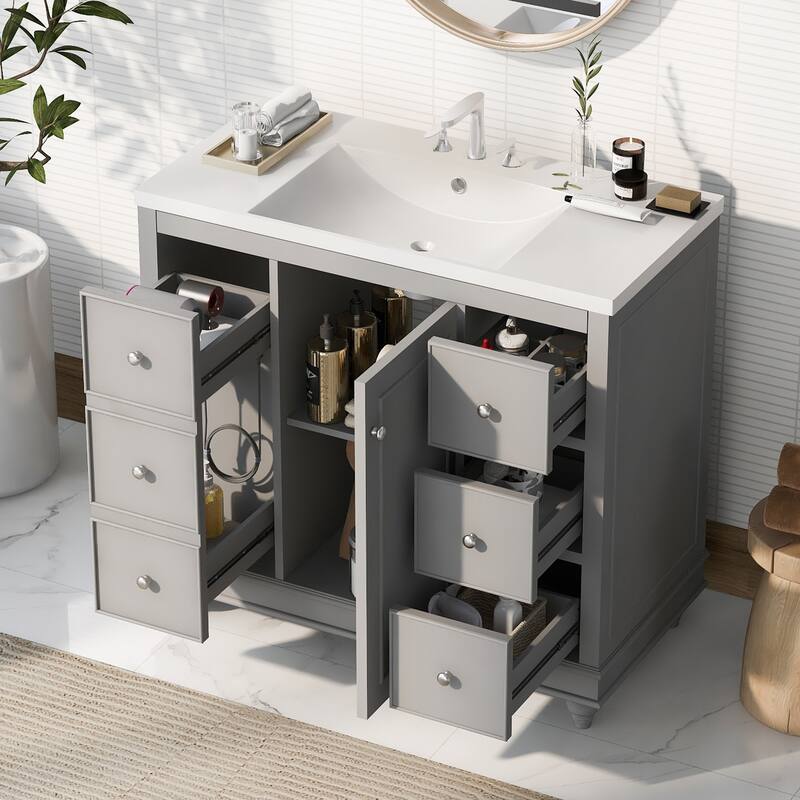 36" Gray Bathroom vanity - Grey - with Sink