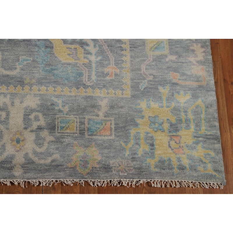 All-Over Gray Oushak Oriental Area Rug Hand-Knotted Wool Carpet - 8'1" x 10'0"