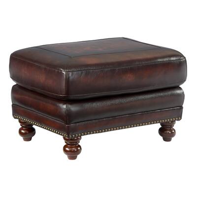 Grayson Hand Rubbed Top Grain Leather Ottoman