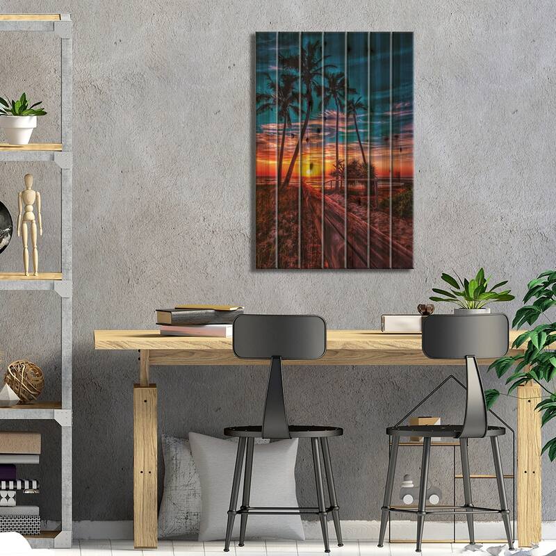 Beach Access Print On Wood by Ben Mulder - Multi-Color