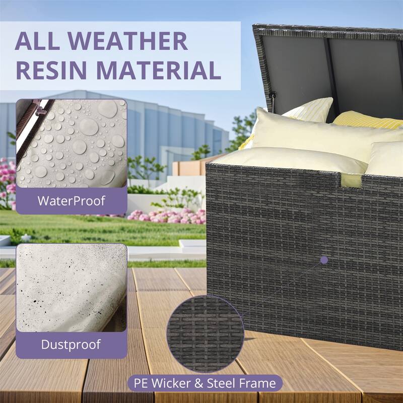 120 Gallon Waterproof Large Resin Deck Box Indoor Outdoor Lockable Storage Container for Patio Furniture, Toys and Garden Tools