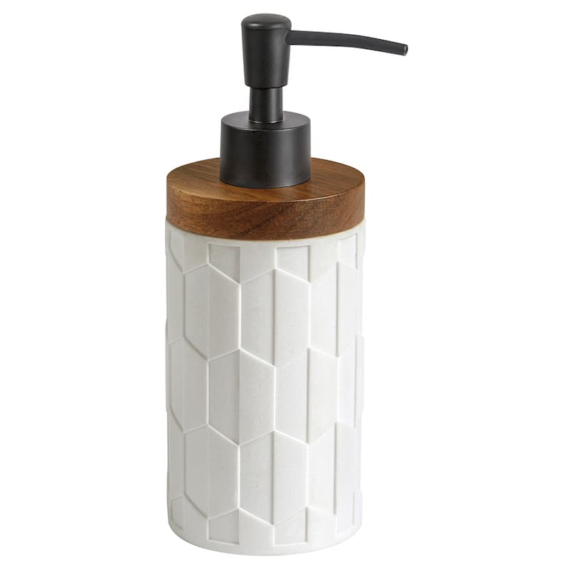 Sarasota Resin with Wood Soap/Lotion Pump - White/Wood - Lotion
