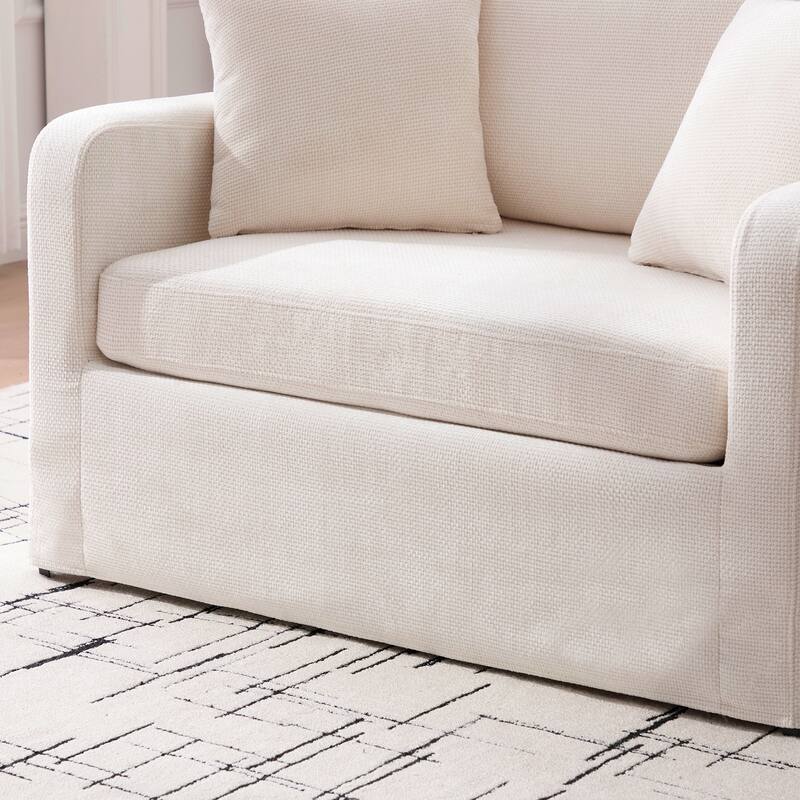 45.27" W Modern Chenille Armchair with Metal Legs, Upholstered Accent Chair with 2 Bolster Pillows for Living Room & Office