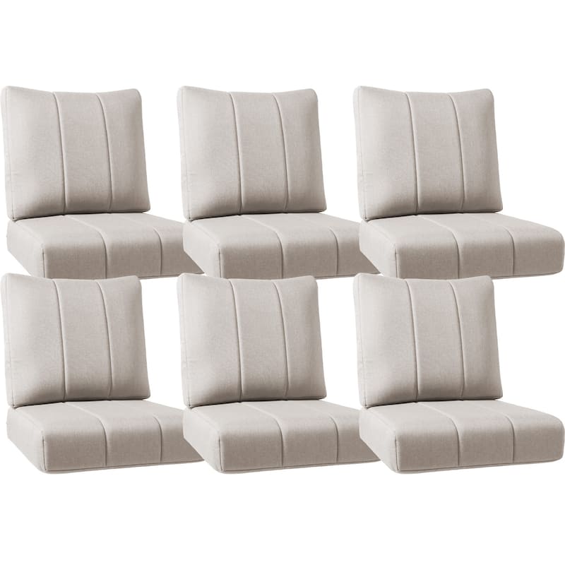 Ivora 24" W x 24" D x 6" T Water & Fade Resistant Outdoor Lounge Chair Replacement Cushion Set - 6 Sets - Beige