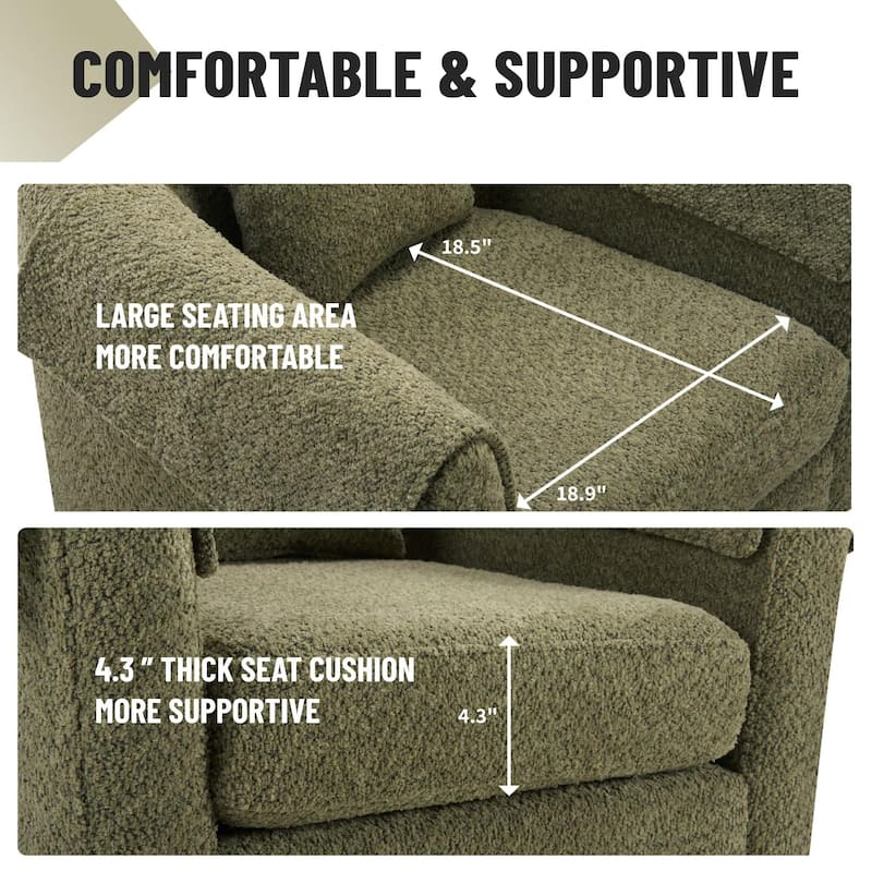 Homy Lin 360° Swivel Chenille Accent Chair with Ottoman,Armrests & Back Pillow, Comfy Living Room Armchair Set for Read or Relax