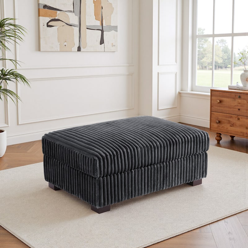 41" W Plush Corduroy Upholstered Rectangular Ottoman