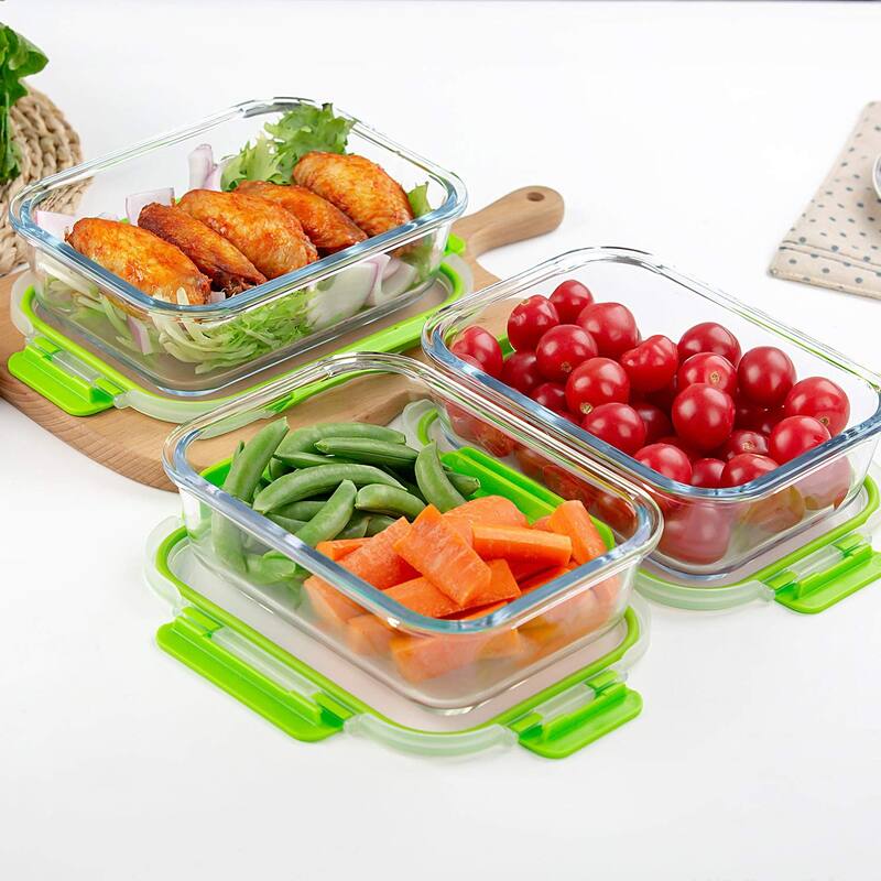 Glass Containers for Food Storage with Lids, [10-Pack] Meal Prep Containers for Kitchen, Home Use, BPA Free