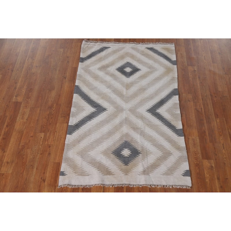 Southwestern Kilim Oriental Area Rug Hand-Woven Wool Carpet - 3'1"x 5'0"
