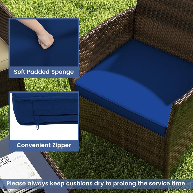Costway 4 PCS Patio Furniture Set with Washable Cushions and Tempered - See Details