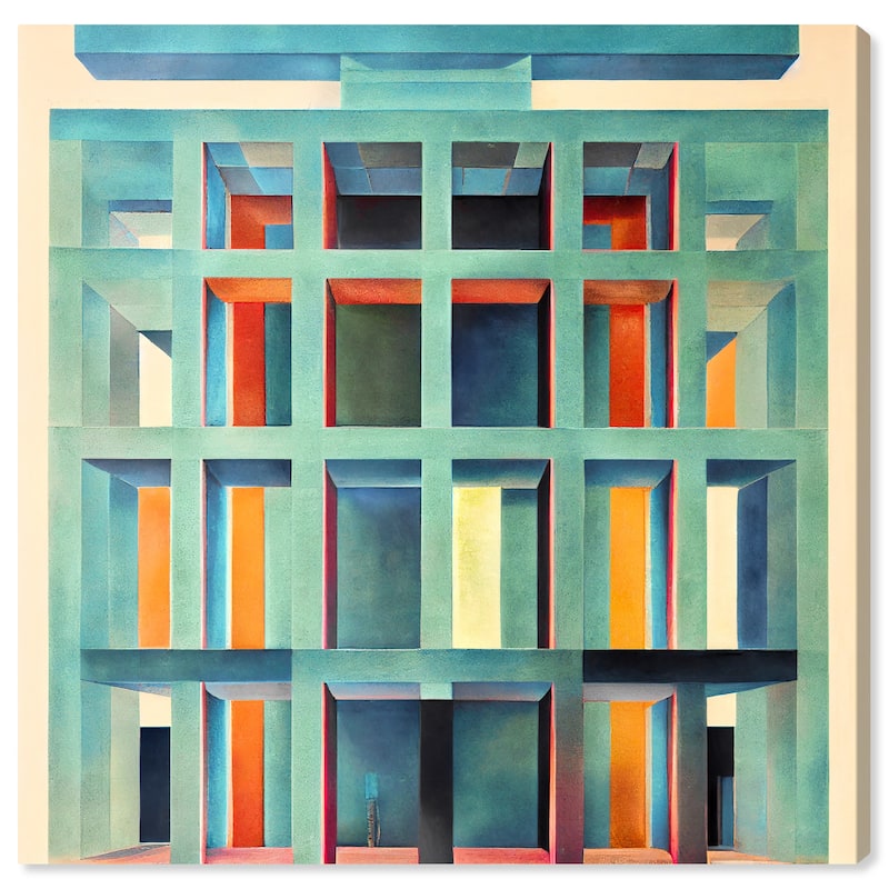 Wynwood Studio Abstract Gated Entrace Jade Blue and Teal Modern & Contemporary Wall Art Canvas Print