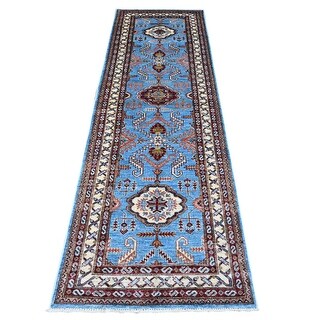 Shahbanu Rugs Copen Blue Afghan Super Kazak Hand Knotted 100% Wool ...