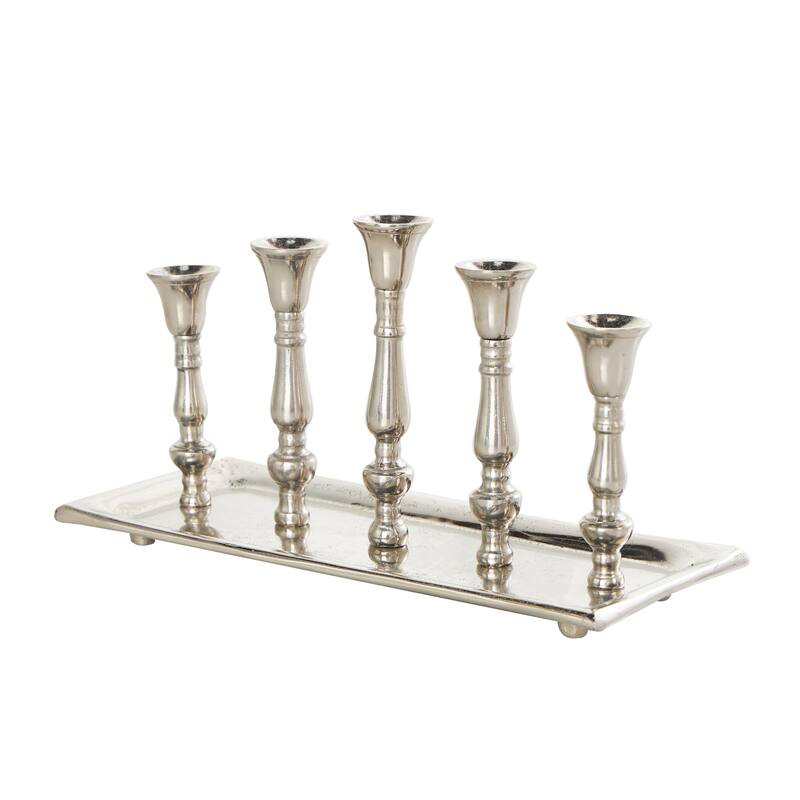 Silver Aluminum Candle Candelabra with Candle Plate