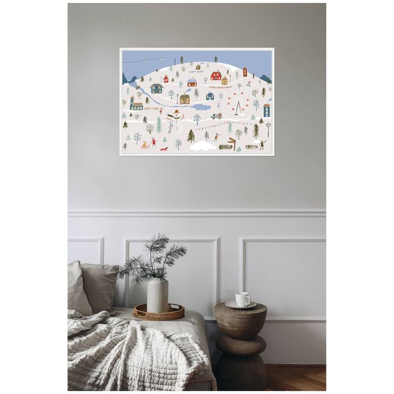 Kate and Laurel Sylvie Framed Canvas A Winter Village by Vicky Yorke