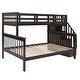 preview thumbnail 6 of 7, Espresso Twin-Full Bunk Bed with Stairway and Guardrail
