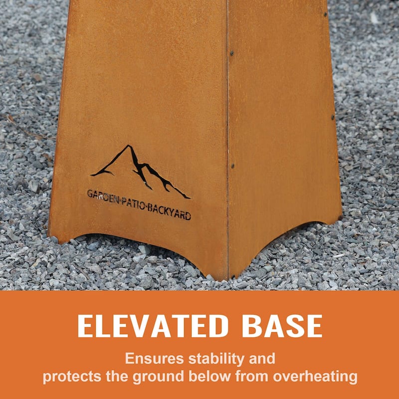 Aoodor 24" Rustic Corten Steel Fire Pit with 27" Stand, Rust Patina Finish, Detachable Wood-Burning Fire Bowl - N/A