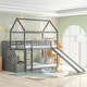 preview thumbnail 27 of 39, Twin Over Twin Bunk Bed with Slide, House Bed with Slide