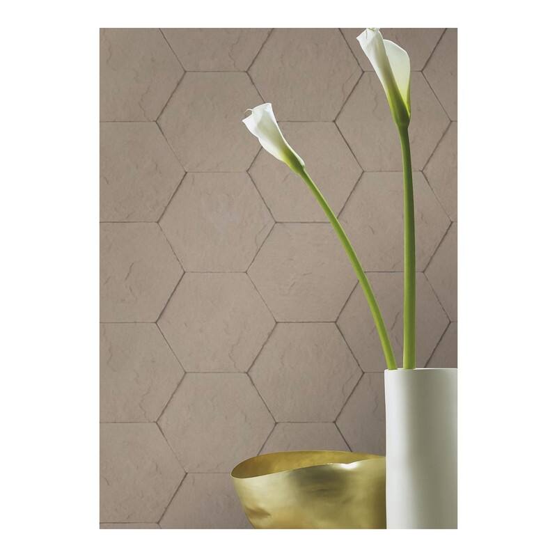 Advantage Bascom Light Grey Stone Hexagon Wallpaper - 21 x 396 x 0.025
