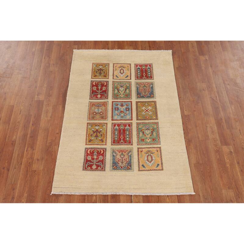 Garden Design Kazak Accent Rug Hand-Knotted Traditional Wool Carpet - 3'5" x 4'9"