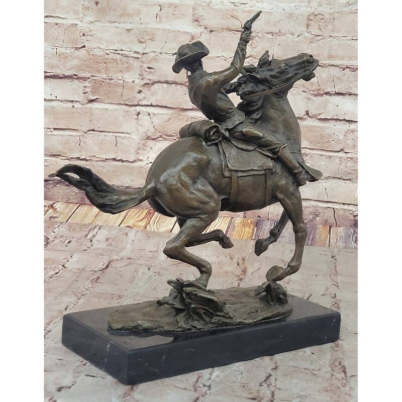 Galloping Cowboy With Revolver – Dynamic Bronze Western Sculpture Remington