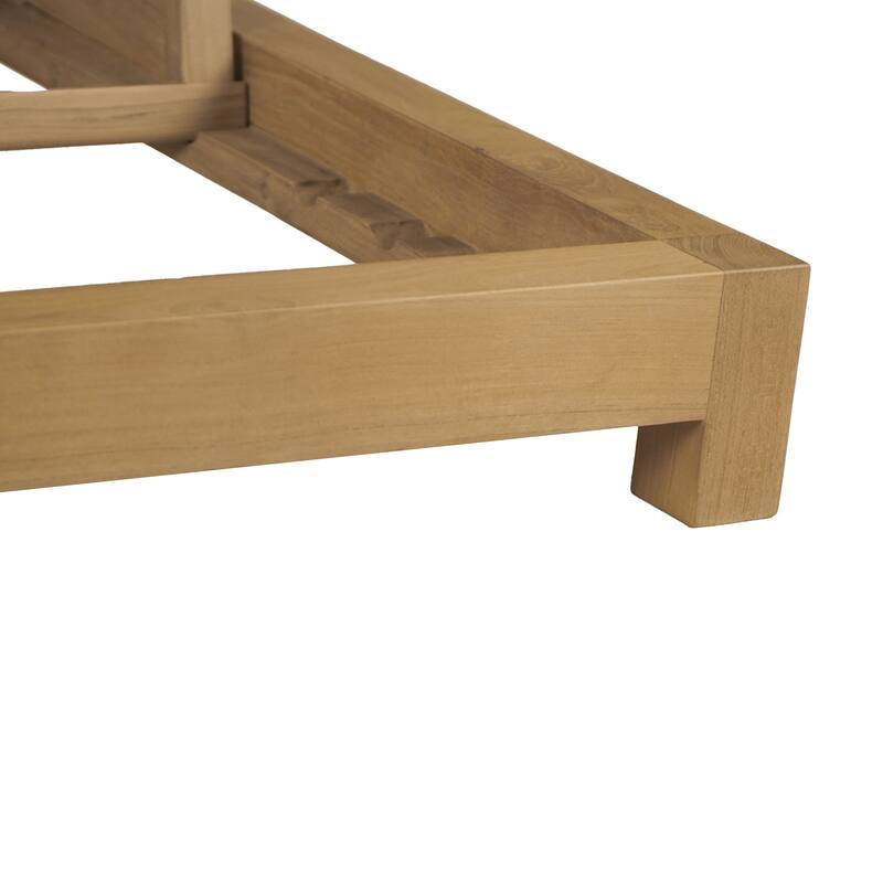 NADAAL STUDIOS Sorelle Outdoor Lounge Chair, Adjustable Backrest, Solid Teak Frame, Brown Olefin Fabric