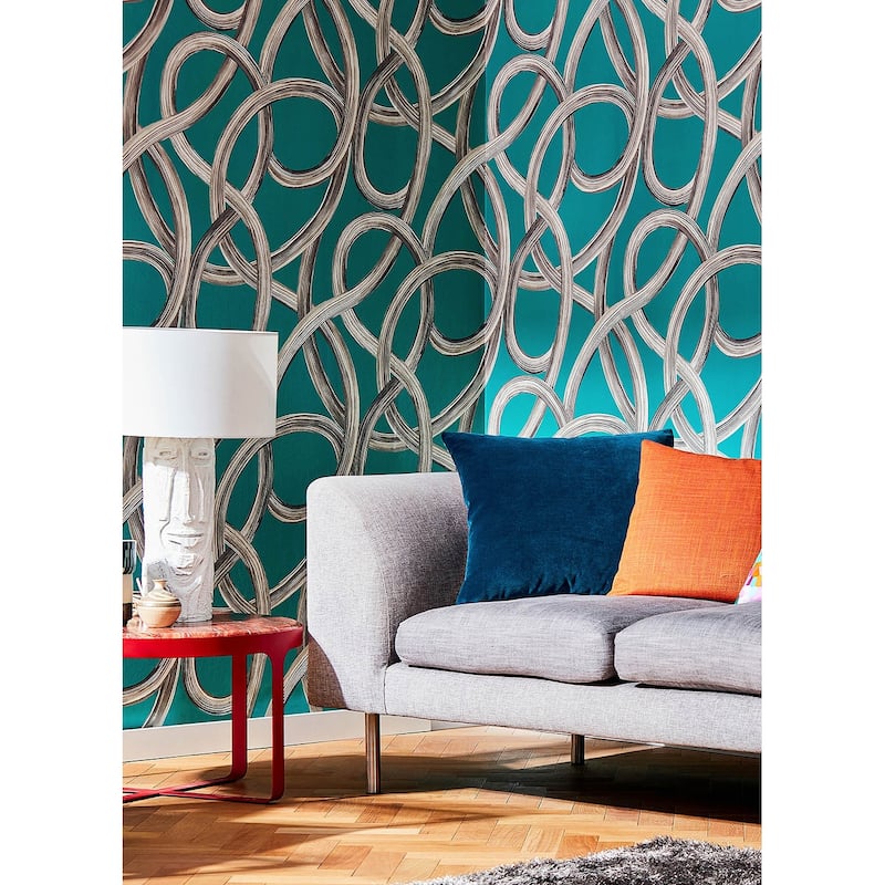 Calix Turquoise Twisted Geo Wallpaper