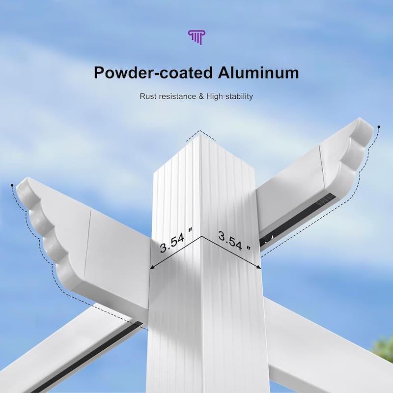 PURPLE LEAF Gazebo White Aluminium Outdoor Retractable Pergola with Canopy Cover