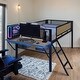 preview thumbnail 12 of 17, Twin Size Metal LED Loft Bed with Rectangular Desk and Storage Shelves Natural