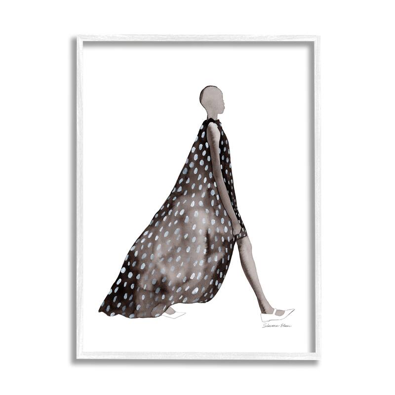 Stupell Fashion Silhouette Girl Framed Giclee Art Design by Simone Elum - 16 x 20 - White