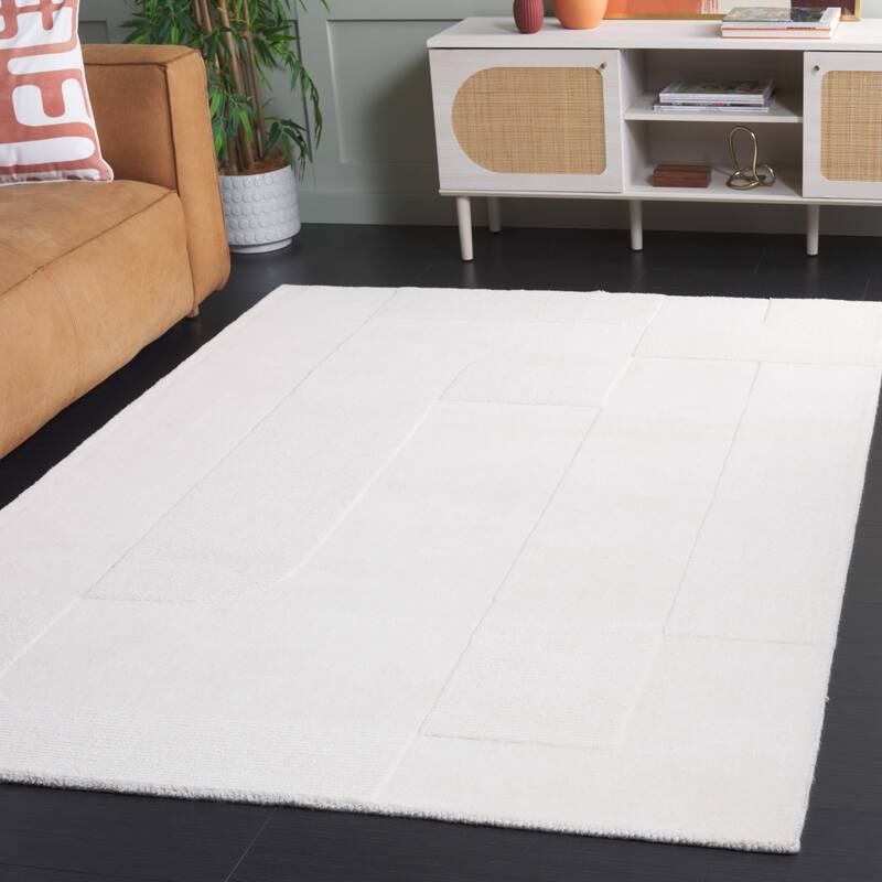 SAFAVIEH Hand-Loomed Mykonos Efkea Modern & Contemporary Wool Rug - 3' x 5' - Ivory