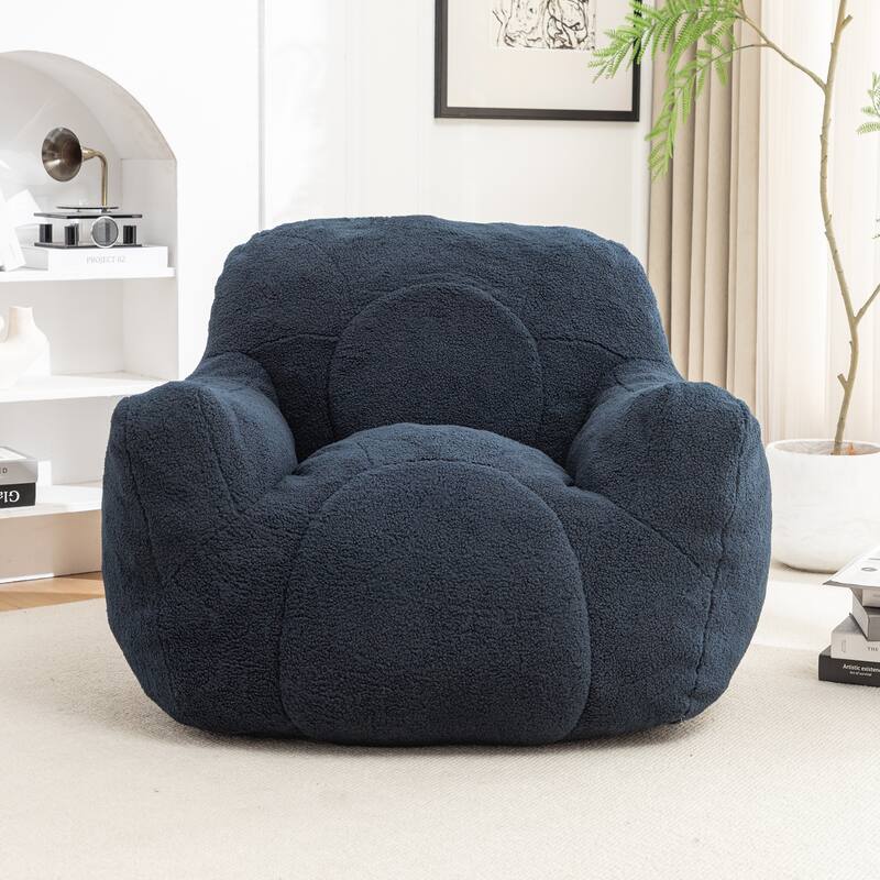 Bean Bag Chair Soft Fluffy Lazy Sofa with Memory Foam - Dark Blue Teddy