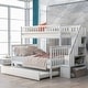 preview thumbnail 1 of 11, White Twin over Full Pine Wood Bunk Bed with Trundle and Staircase White