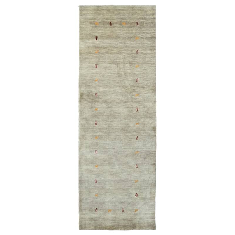 ECARPETGALLERY Hand Loomed Kashkuli Gabbeh Grey Wool Rug - 2'7 x 7'6