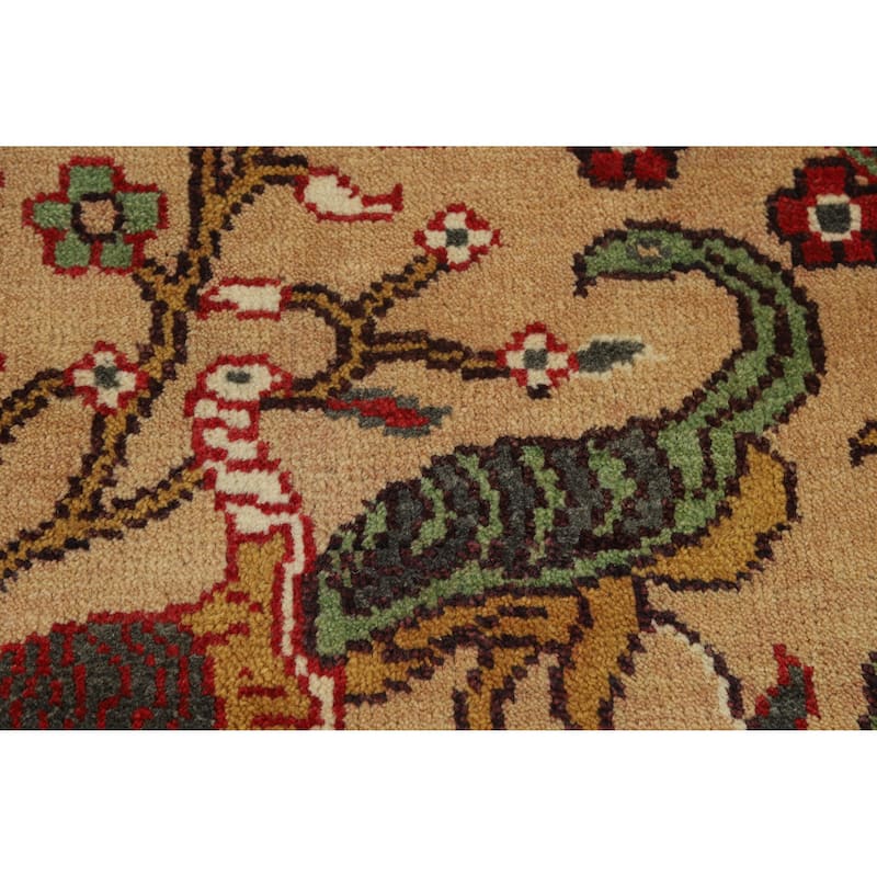Animals Design Ziegler Area Rug Hand-Knotted Oriental Wool Carpet - 7'11" x 9'10"