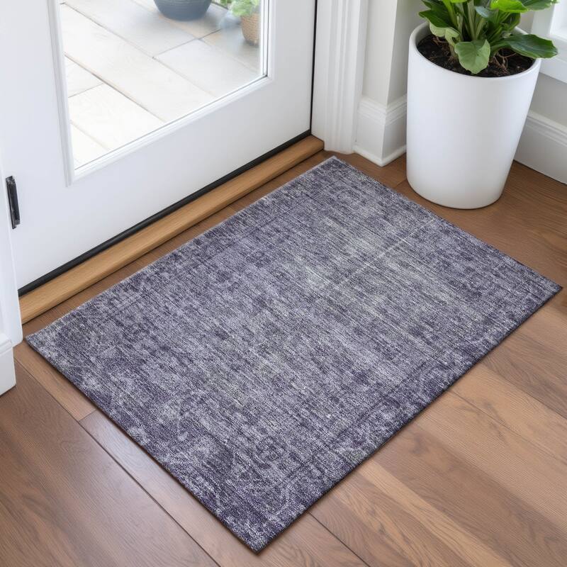 Premium Washable Super Soft Vintage Traditional Mayfield Rug - Purple - 1'8" x 2'6"