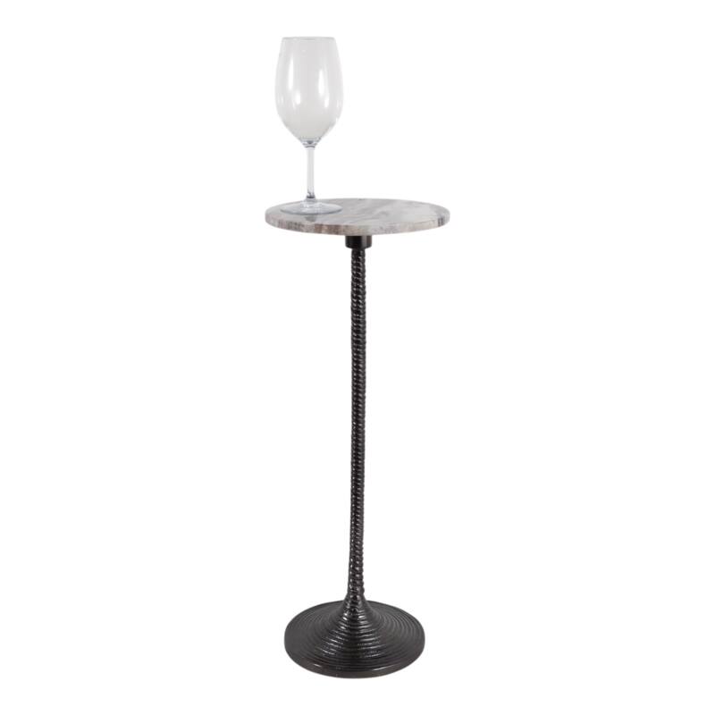 Metal and Stone Accent Table with Aluminum Base - Modern Stylish Side Table for Home Decor