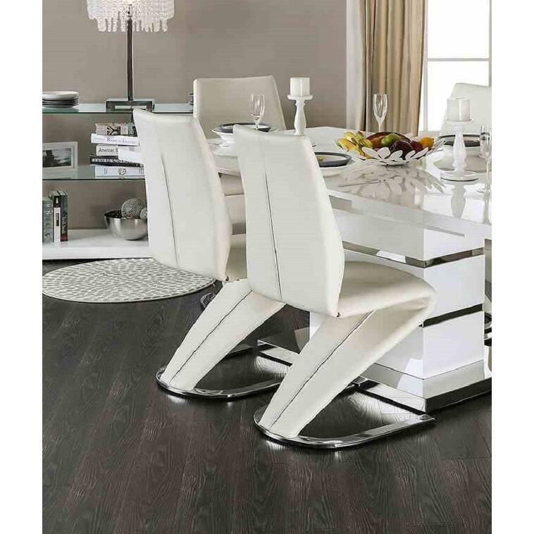 Elegant White Finish Expansion Table and Chairs Dining set