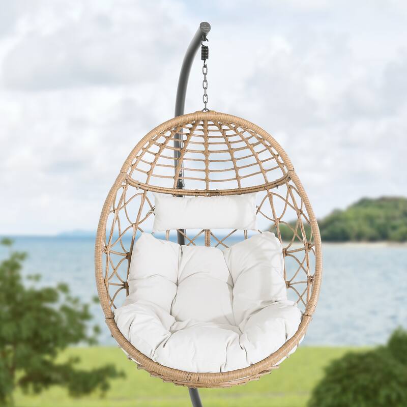 Swing Egg Chair with Stand Indoor Outdoor Wicker Rattan Hammock Chair