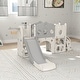 preview thumbnail 7 of 15, 8 in 1 Toddler Slide, Indoor/Outdoor Playset & Slide, Kids Slide for Toddlers Age 1-3, Baby Slide with Basketball Hoop - N/A Grey