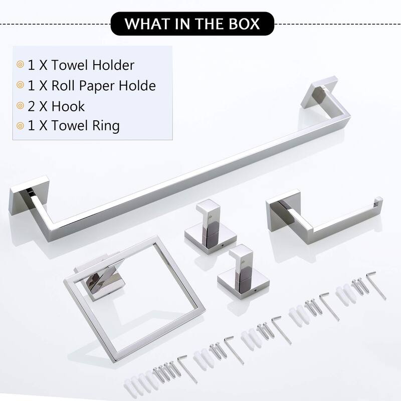 Topcraft Wall Mounted Stainless Steel Bathroom Accessory Set of 5