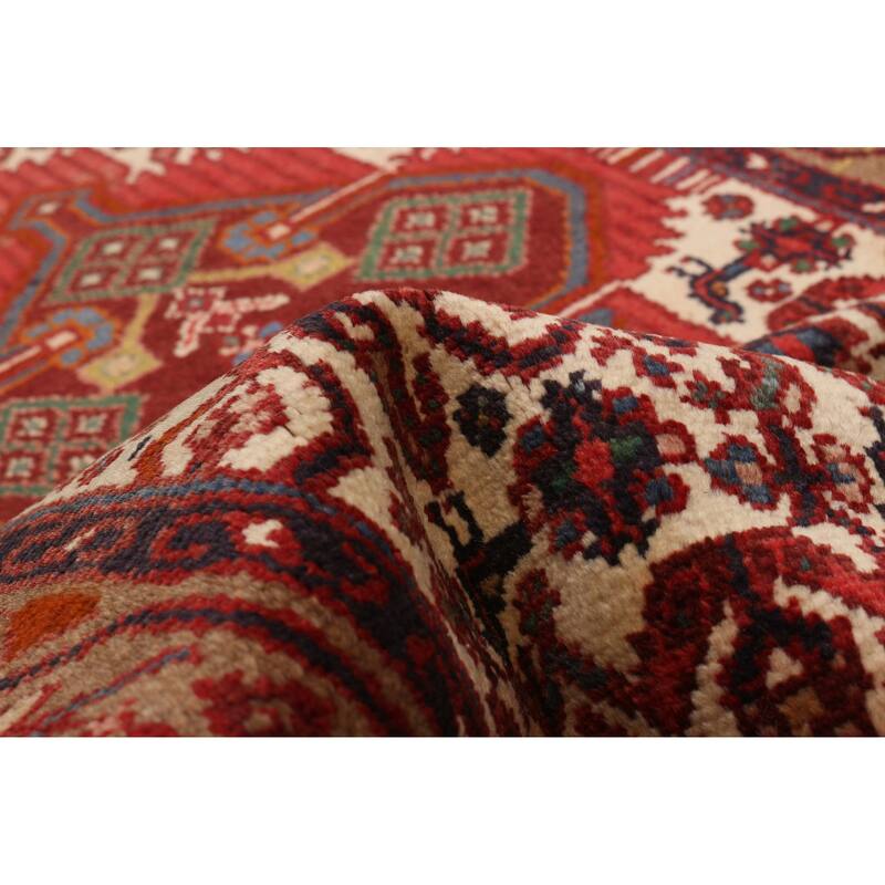 ECARPETGALLERY Hand-knotted Andelz Cream, Red Wool Rug - 2'8 x 10'6