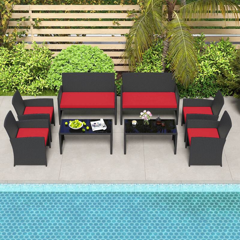 Costway 4 PCS Patio Conversation Set with Seat Cushions & Tempered - See Details