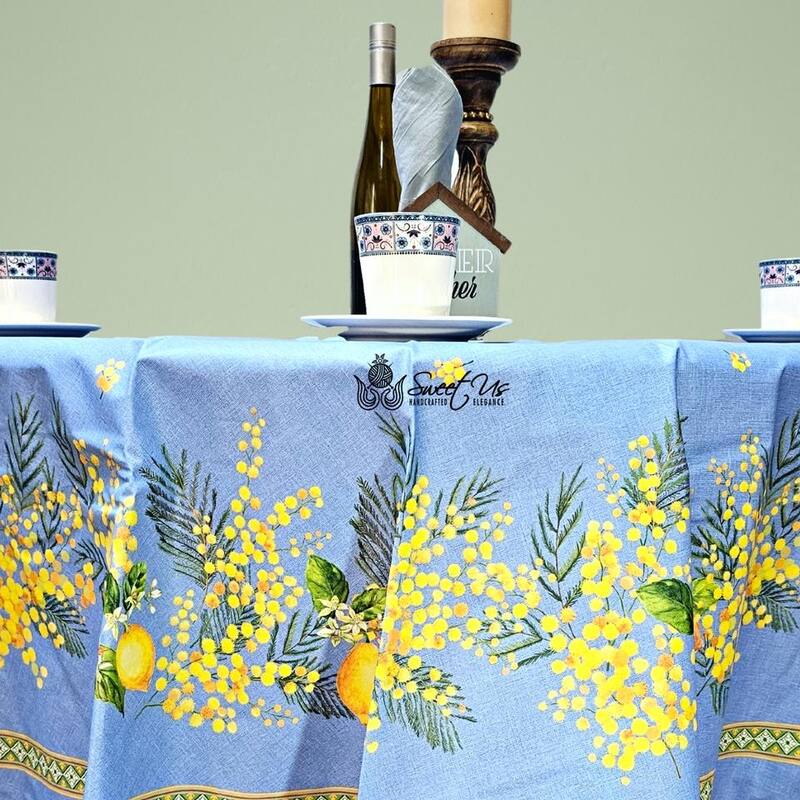 Citronnée Wipeable Tablecloth, Stain Resistant, French Acrylic